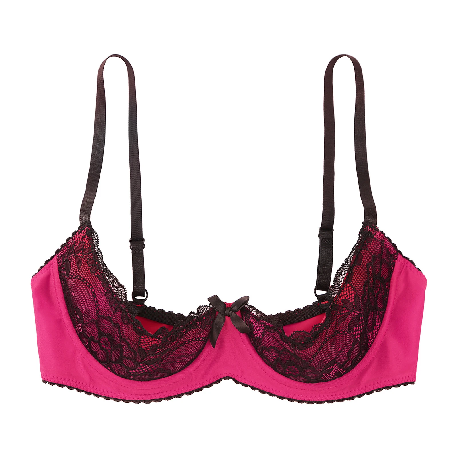 Women's Sexy Push Up Lace Bra, Half Cup Underwire