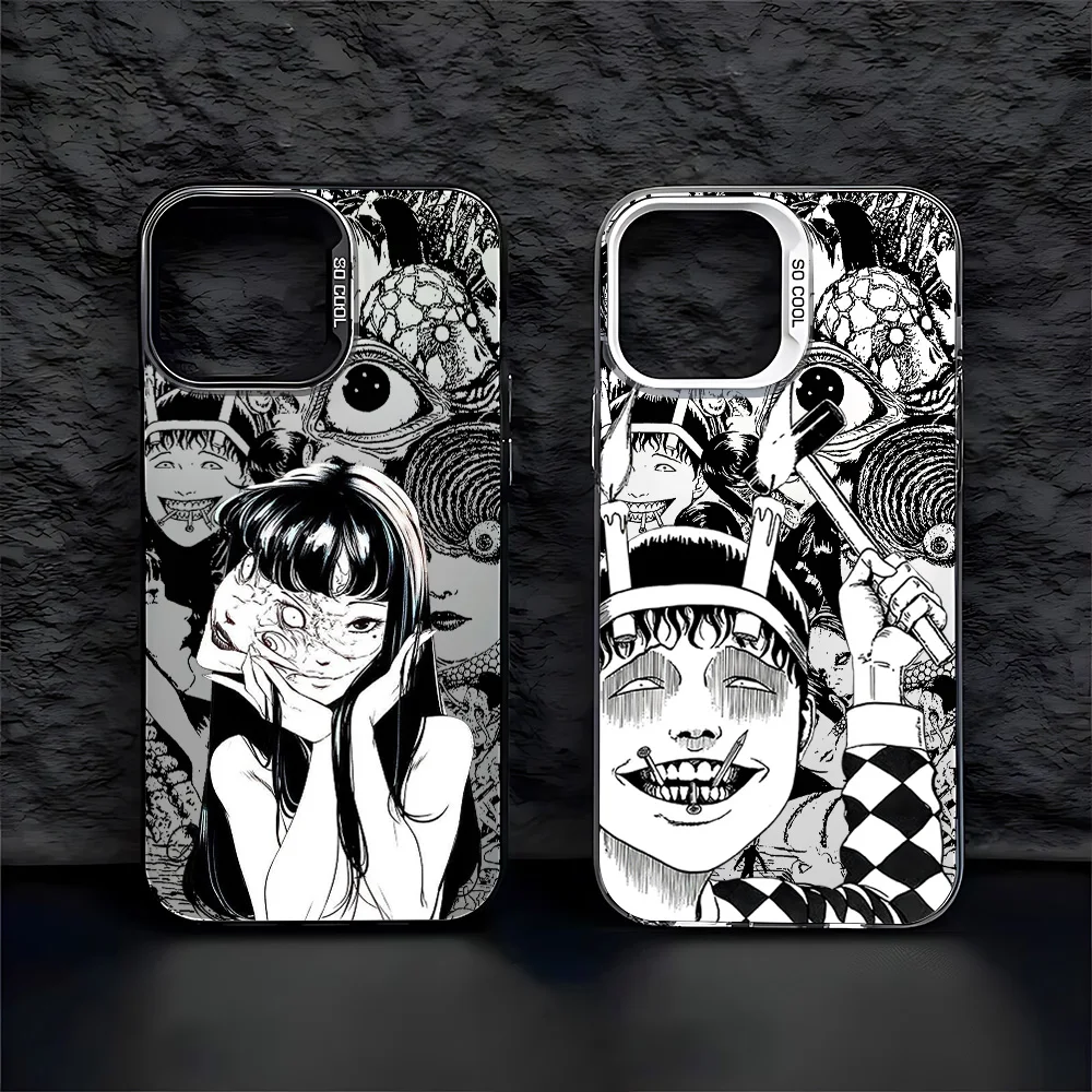 Junji Ito الإرهاب الرعب قضية الهاتف آيفون 16 15 14 13 12 11 mini Pro Max X XR XSMAX 8 7 Plus مكافحة سقوط ماتي الغطاء الخلفي