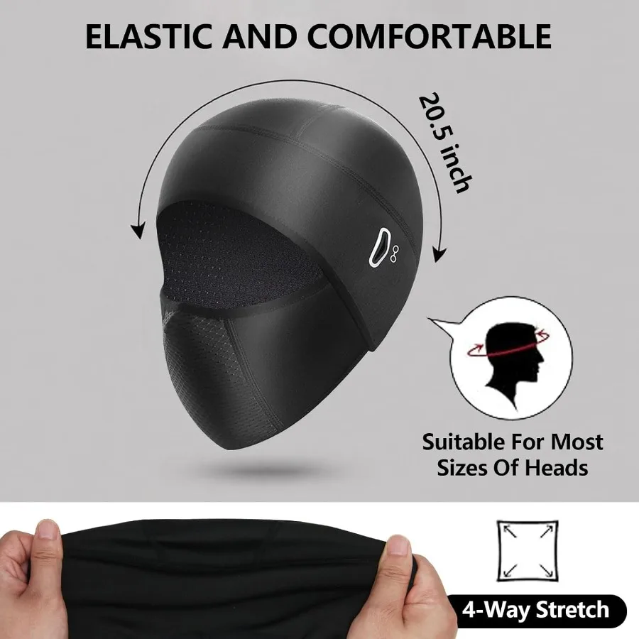 Termiczna czapka pod kask z osłoną twarzy, kominiarka z otworami na okulary do jazdy na rowerze i motocyklu