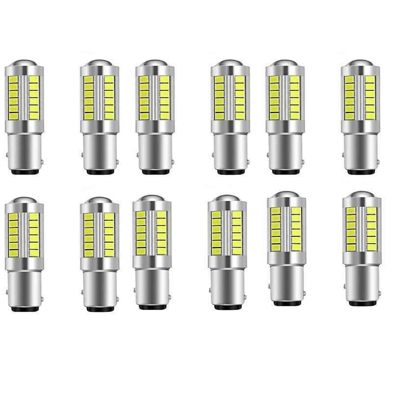 Super Bright LED 1157 LED Light Bulb P21/5W BAY15D LED Bulbs With 33SMD 5730 Chipsets Xenon White (Set Of 12)