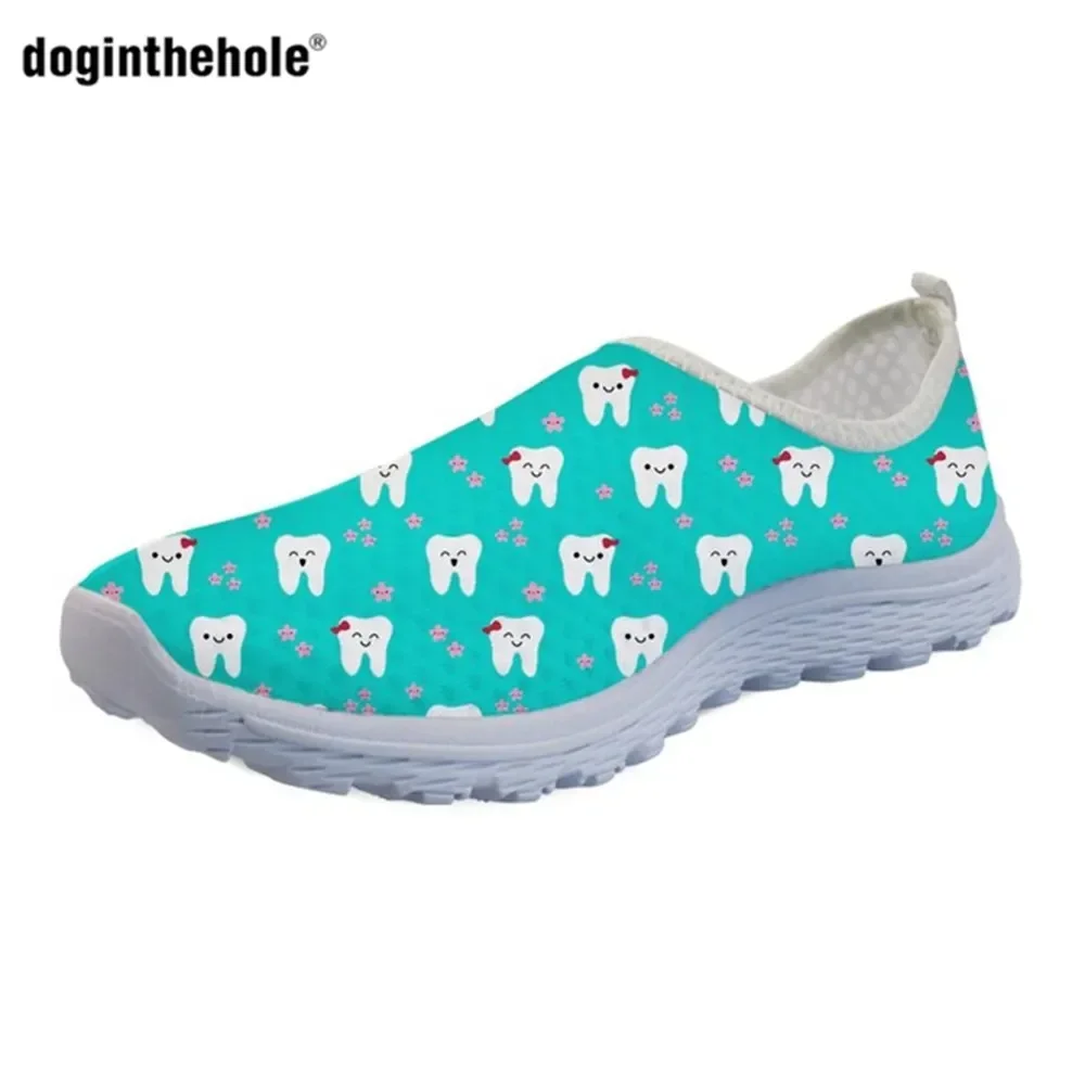 Mesh Lightweight Slip On Sneakers For Women Dentista Pattern Cute Shoes Women Flats Buty Dentysta Beach Water Shoes