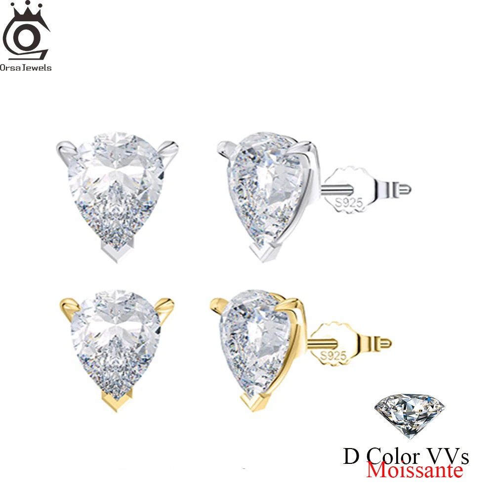 

ORSA JEWELS Серьги-гвоздики из стерлингового серебра 925 пробы с цвет D VVS Муассанит Диамант Элегантные и вневременные украшения для женщин SMOE01