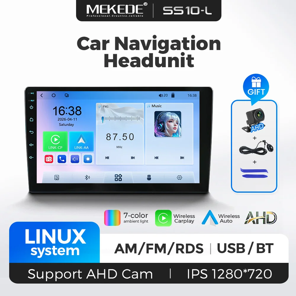 MEKEDE 7/9/10 Zoll Linux-Bildschirm Drahtloses Carplay Android Auto Universelles 2Din Autoradio Multimedia-Videoplayer AutoRadio WIFI FM Stereo GPS-Navigation Intelligente Systeme