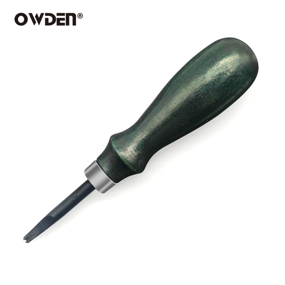 OWDEN 2# Leather Edge Beveler Skiving Tools Wood Handle Leathercraft Cutting Tool for Leather