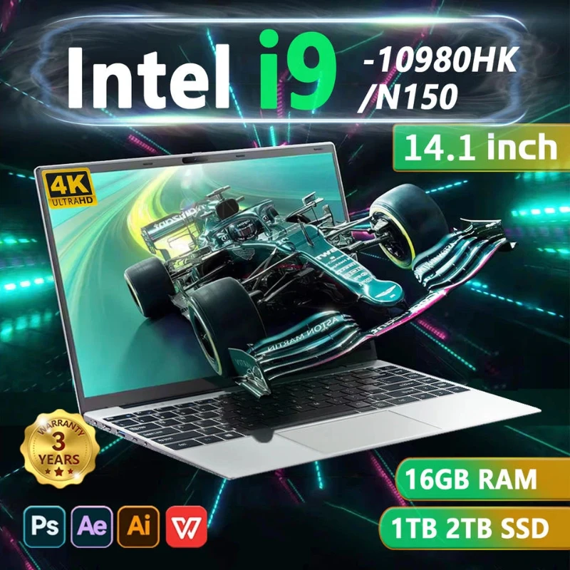 14.1 Inch Windows 11 Pro Intel Core i9 10980HK  Laptop 32GB 2TB SSD Gaming Office PC Gamer Portable Notebook Computer Max