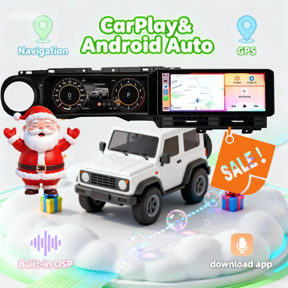 

For Jeep Wrangler 2018-2023 Dual Screen Android Wireless Carplay Multimedia Radio LCD Dashboard Digital Cluster Navigation Head