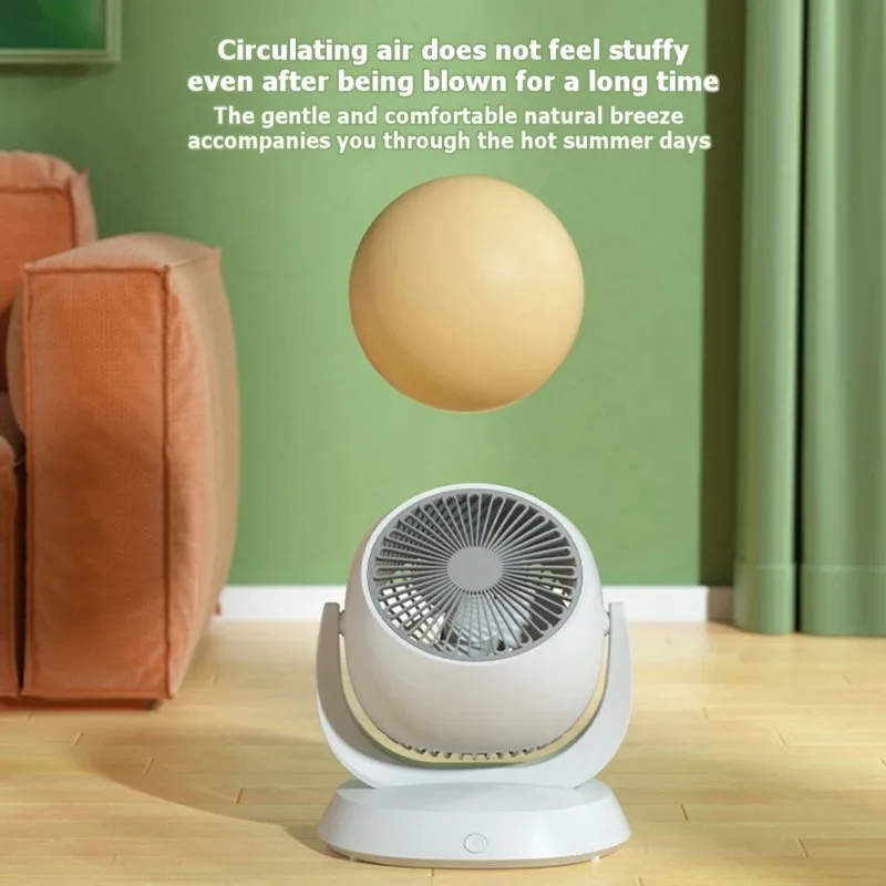 TCF-Quiet Operation Desk Fan-Portable USB Rechargeable, 4-Speed Oscillating Table Fan