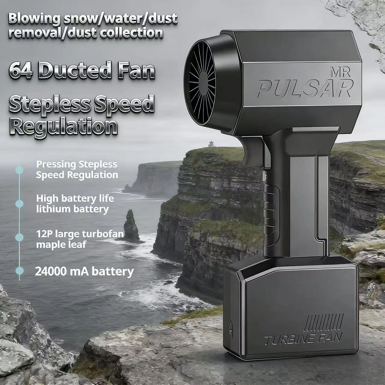 

NEW Handheld Turbine Jet Fan Dust Removal Snow Clearing Equipment Adjustable Speed Control Long Battery Life 64 Airflow Channels