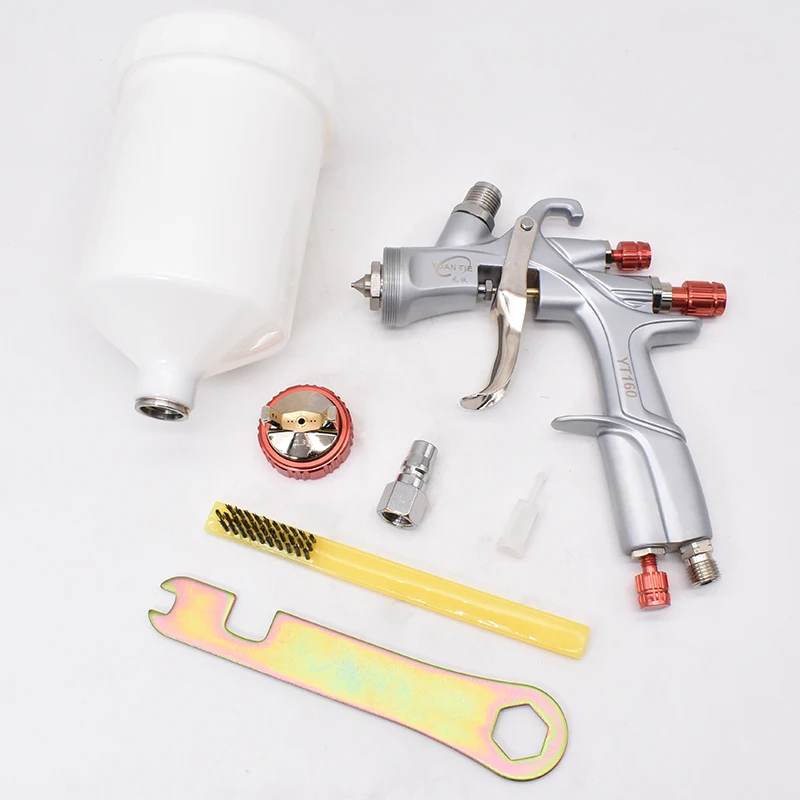 YT160 LVLP Pistola a spruzzo con tazza di miscelazione della vernice 600CC 1.3mm Nuova pistola per verniciatura per auto Set di pistole a spruzzo per vernice Strumenti per aerografo aerografo