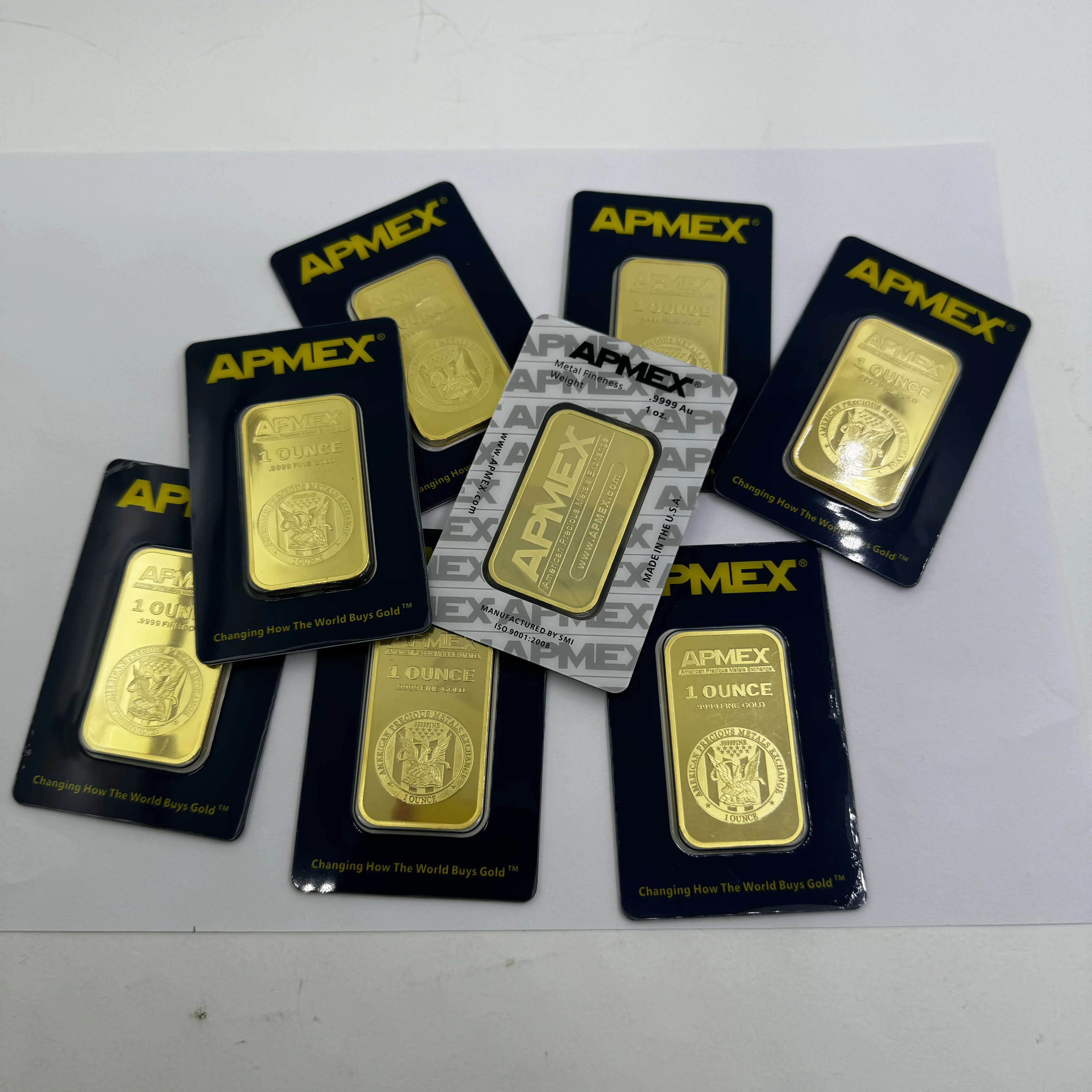 Wholesale 1 oz APMEX Gold Bar Gold Plated Apmex Bullion Non-Magnetic（Sealed Packaging）Silver Bar Home Decoration