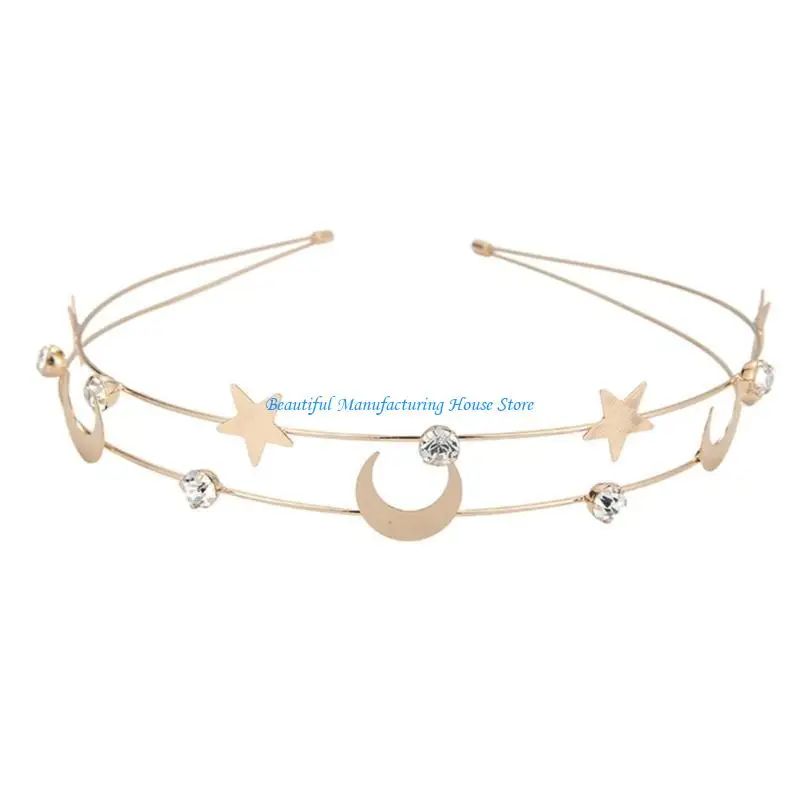 

E56A Headband Multi Layer Butterfly Moon Star Hair Hoop Wedding