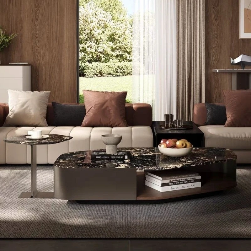 

Luxury light luxury modern simple living room home rectangular marble coffee table