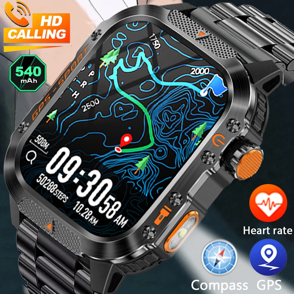 Para xiaomi militar ao ar livre relógio inteligente gps bluetooth chamada 2.01 "tela amoled 3atm à prova dwaterproof água esportes smartwatch 2025 novo