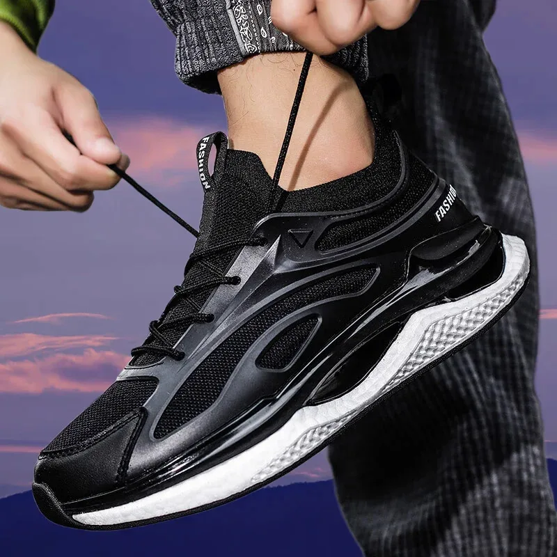 أحذية ركض رجالية ذات وسادة هوائية أحذية رياضية شبكية قابلة للتنفس لممارسة الرياضة والمشي كاجوال ونعل ناعم للراحة