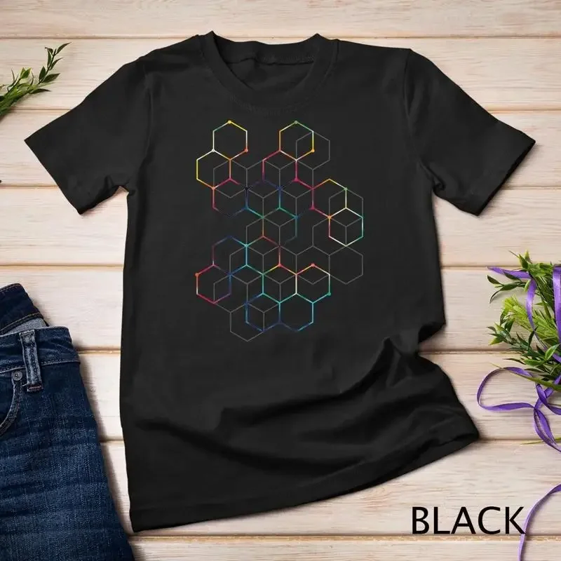 Tie Dye Hexagon Pattern Mathematics Science Graphic Design Light Unisex T shirt