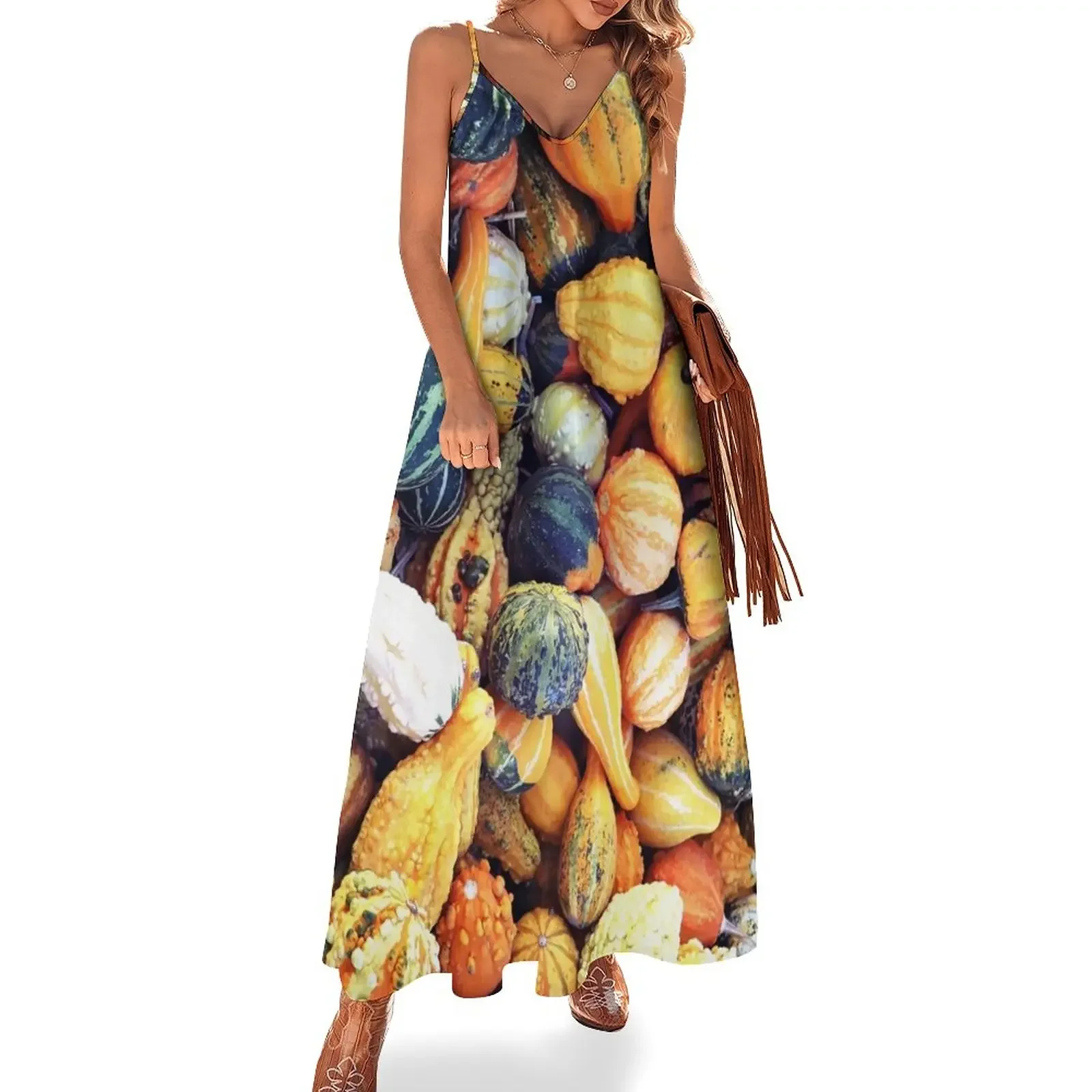 

Colorful Gourds C Sleeveless Dress Women's summer dress long sleeve dresses party dress women elegant luxury