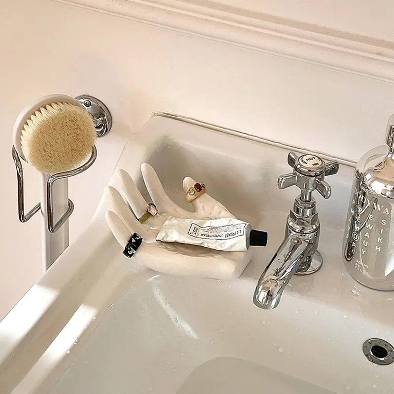 صواني المجوهرات السيراميك النخيل على شكل صينية تخزين المجوهرات حلقة سوار قلادة صينية مزخرفة حلية اكسسوارات مكتب منظم #6