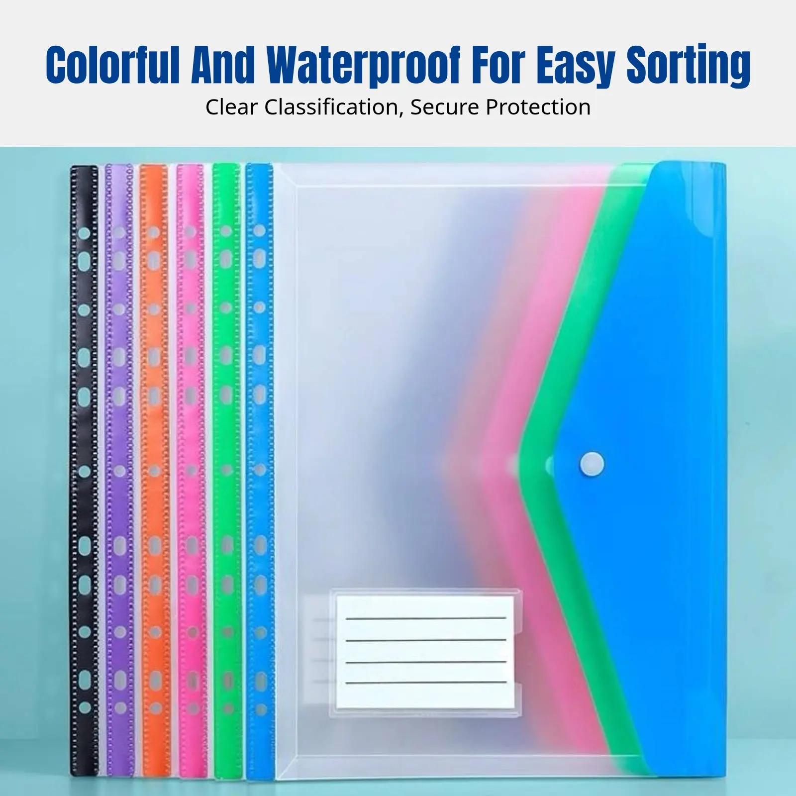 letter-size-folder-11-hole-document-bag-colorful-large-capacity-transparent-waterproof-student-exam-storage
