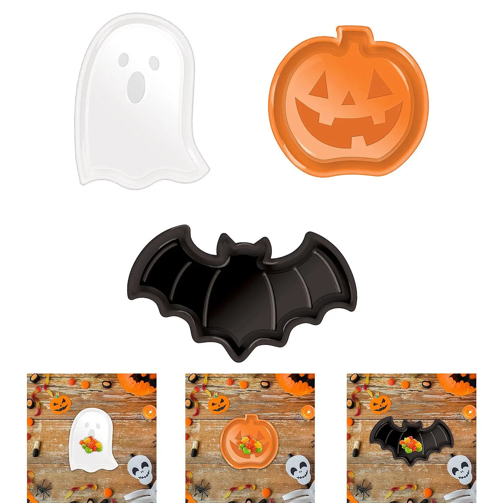 Halloween Serving Tray Easy to Clean Multiuse Halloween Decor Fruit Bowl for Dessert Candies Dried Fruits Cookies Gathering