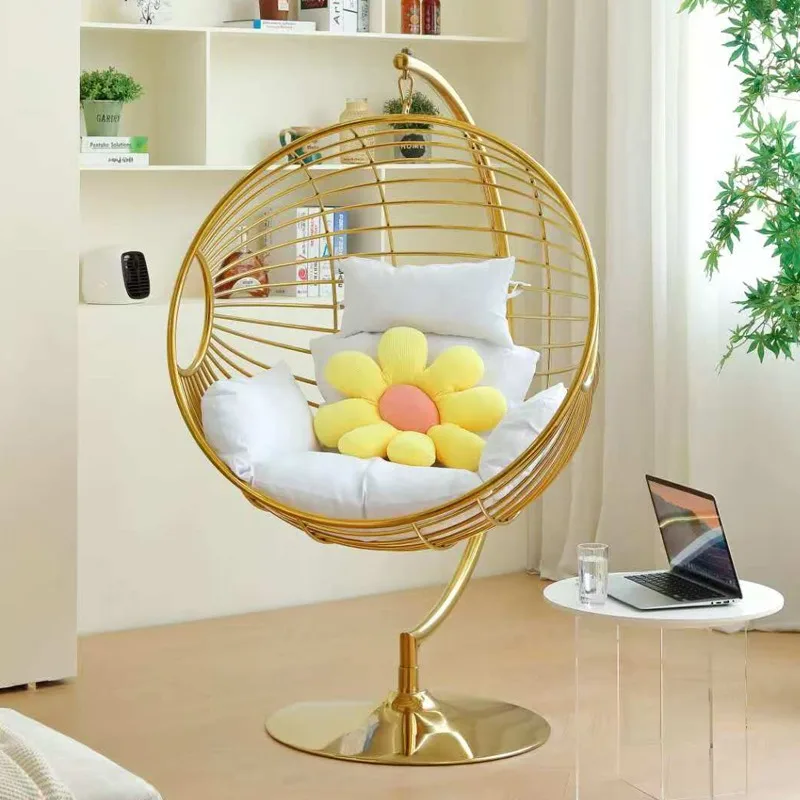 New Style Living Room Egg Hanging Chair Indoor Balcony Stainless Steel Swing Chair Home Bedroom Basket Leisure Chairs