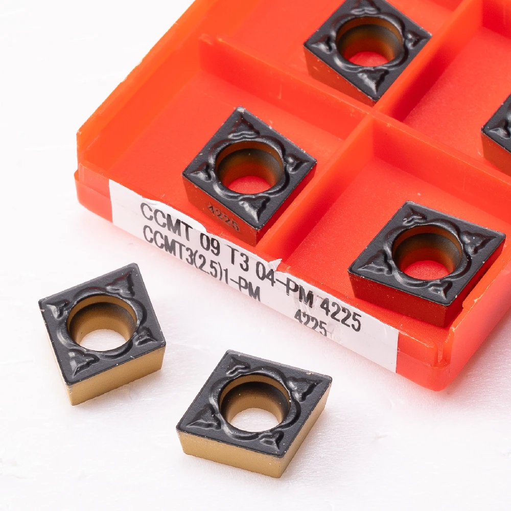 Inserções de Carboneto Ccmt09t304 Ccmt09t308 pm 4225 Metal Torneamento Ferramenta Torno Rosto Fresa Ccmt 09t304 09t308 10 Peças