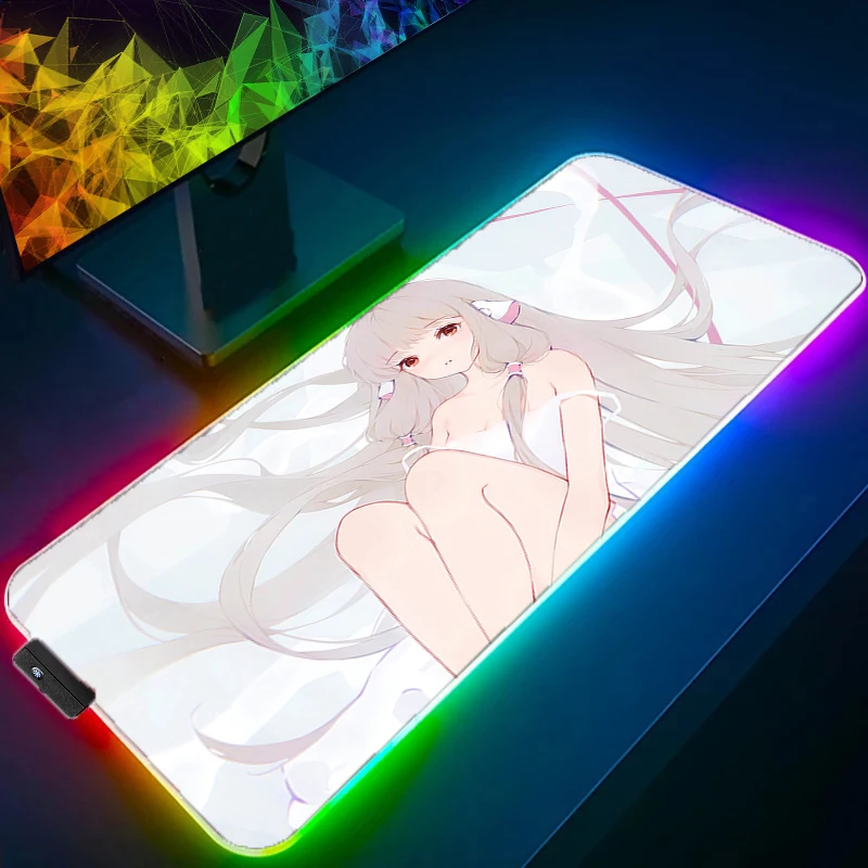 

RGB LED Gaming Mouse Pad Desk Mat Gamer Professional Premium Mousepad Speed C-chobits Chii Control Accessories Keyboard Pad