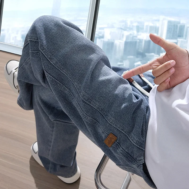 Calças de brim masculinas de ajuste solto padrão galáxia estilo americano casual perna reta primavera outono nova tendência marca casual calças compridas