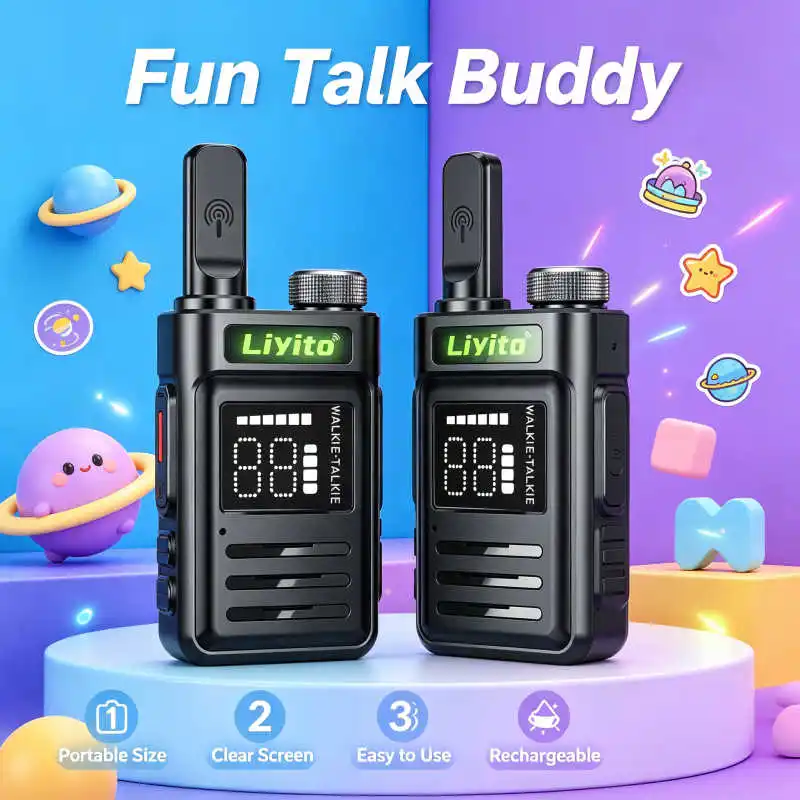 Mini LED Display UHF 400-470MHz PMR446 Walkie Talkie 32 Channels Long Range Rechargeable Waterproof Two Way Radio USB Charger