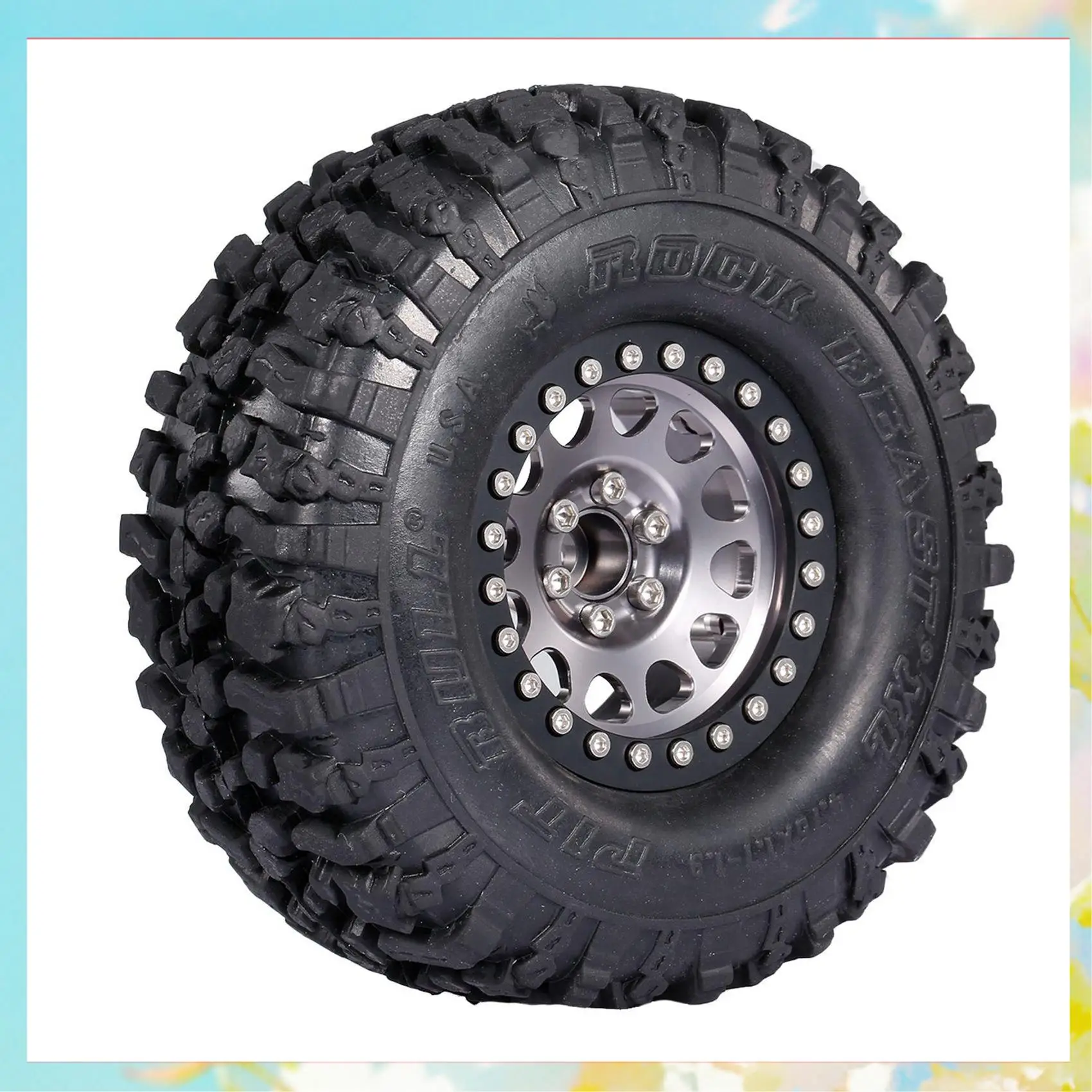 

Hot Sale 8PCS Metal 2.2 Beadlock Wheel Rim Tires Set For 1/10 RC Crawler Car Traxxas TRX4 TRX6 Axial SCX10 RR10 Parts,Titanium