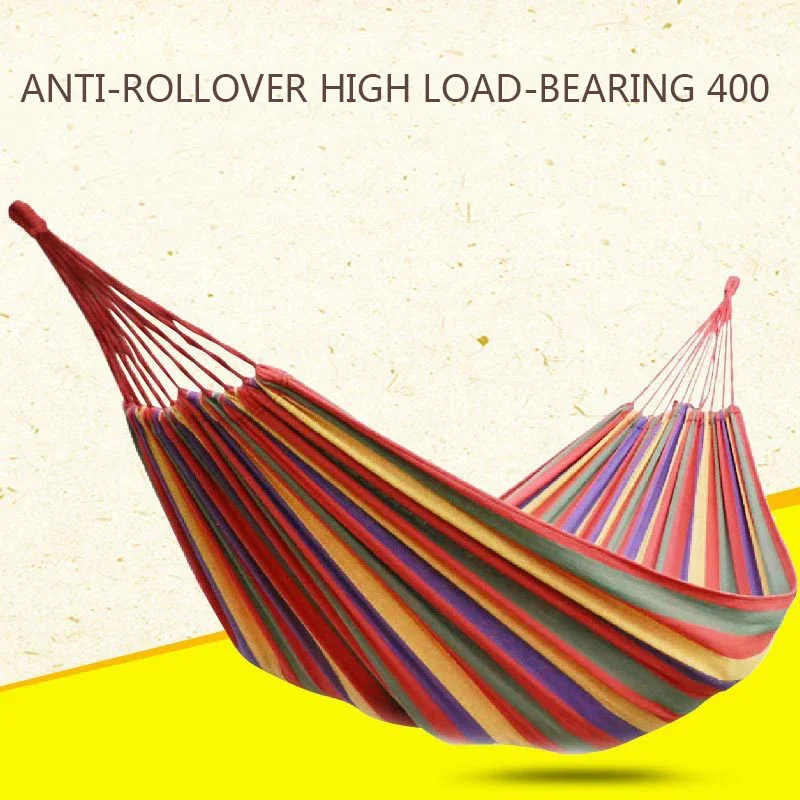 Portable Double Single Outdoor Equipment Camping Canvas Hammock Home Garden Hammock Travel Camping Swing With Rope Hammock