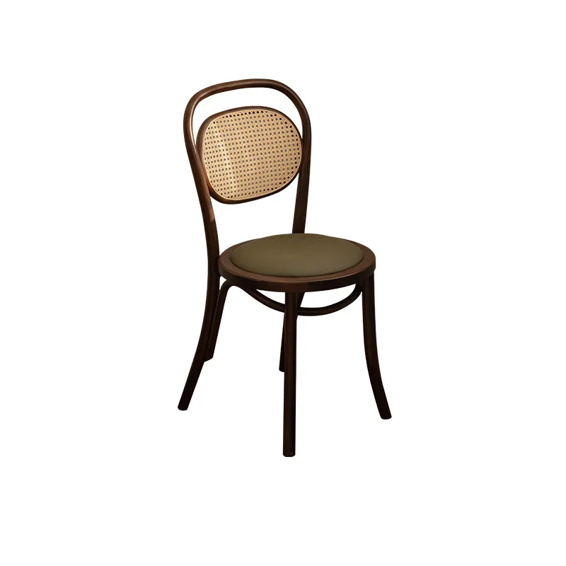 

Retro solid wood dining chair, rattan home dining chair, Japanese home desk, backrest Internet celebrity rattan