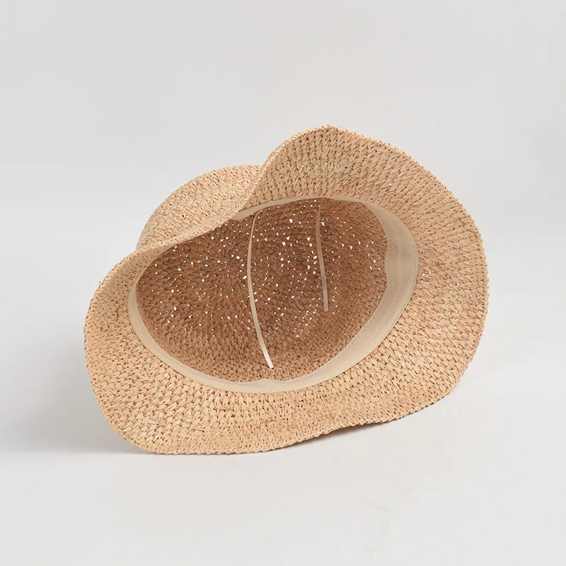 USPOP Fashionable and Breathable Straw Sun Hat with Short Brim Summer Hand Crochet Raffia Hats Straw Bucket Hats