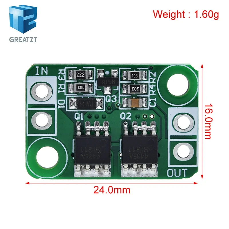 GREATZT DC 3-30V 4A Ideal Diode Module Battery Charging Charger Anti Reverse Connection Power Protection Board Module