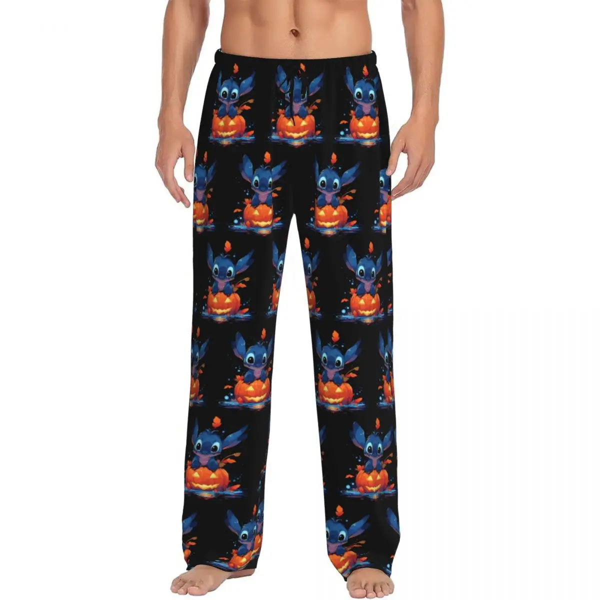 Benutzerdefinierte süße Stitch Pyjamahose Herren Cartoon Nachtwäsche Lounge Schlafhose Stretch mit Taschen