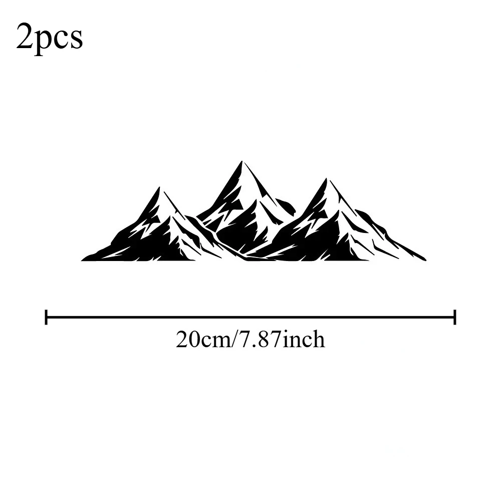2Pcs 2D Flat Mountain Silhouette Vinyl Sticker Set, Waterproof Sunscreen Decal for Car Rear Window Decor, Holiday Gift