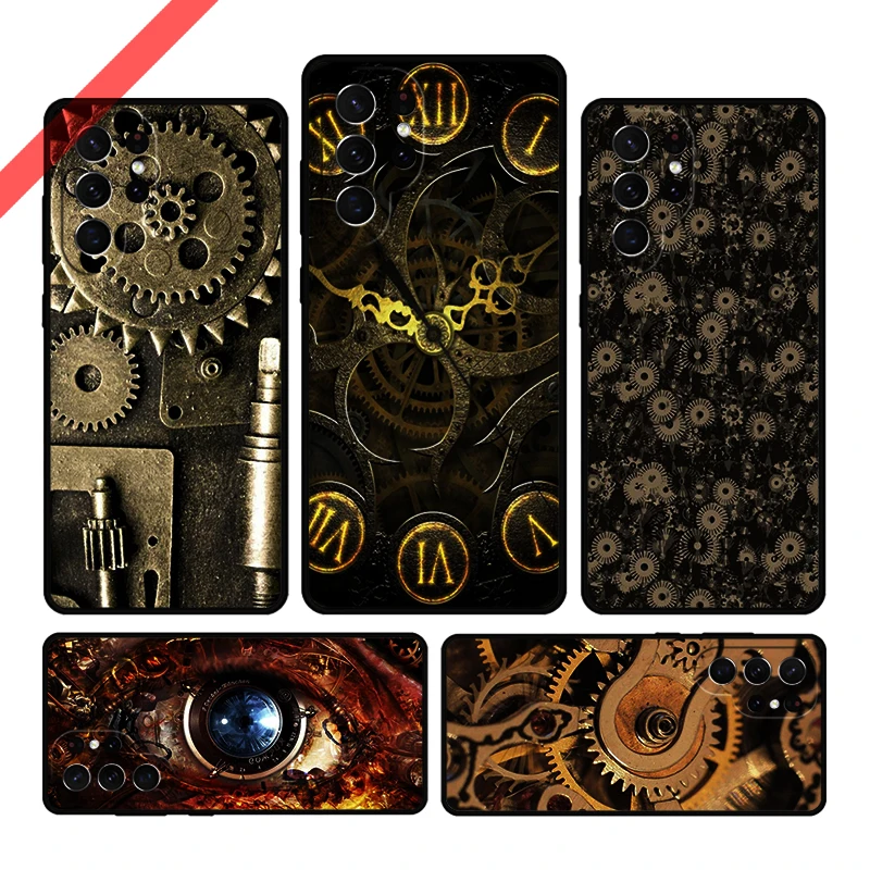 Steampunk Gear Mechanical Phone Case For Samsung Galaxy S20 FE S21 S10 S23 Plus S24 S22 Ultra Coque Note20 Note10 S9 S8 Cover