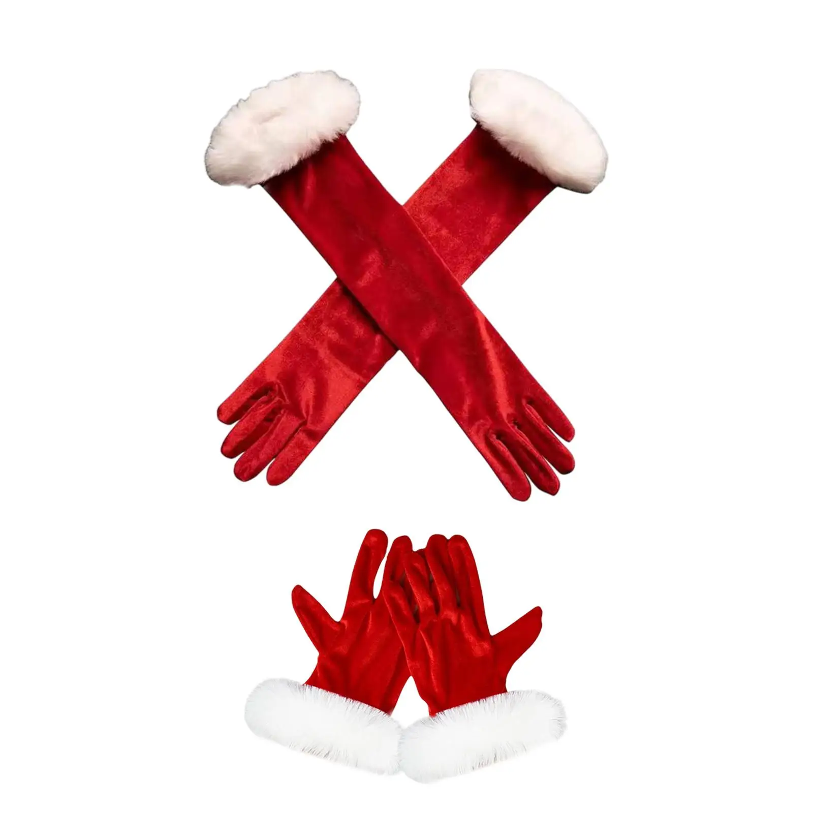 

Christmas Red Gloves Santa Gloves Full Finger Gloves with White Trim for Xmas