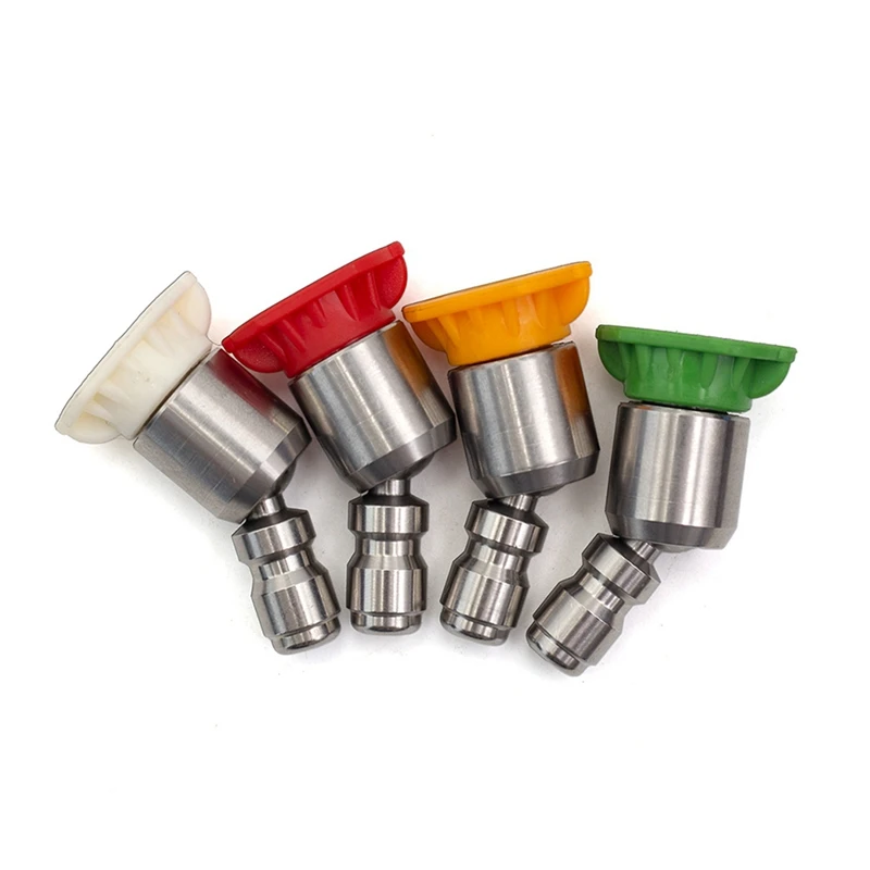 1 Set Nozzle Wash Accessories 360 Degree 1/4 Inch Stainless Steel 4000Psi Quick Connect High Pressure Spray 0 15 25 40 Degree