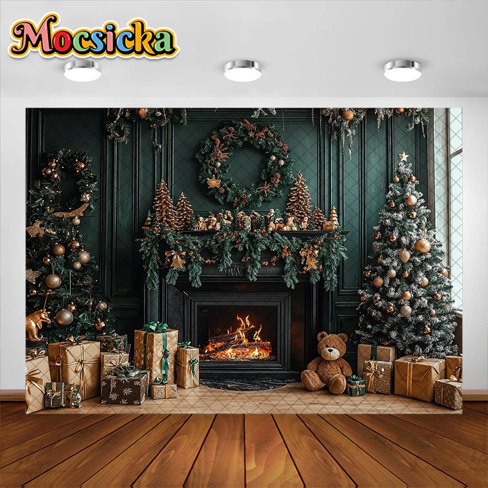 خلفية التصوير الفوتوغرافي لعيد الميلاد للأطفال ، شجرة عيد الميلاد ، نافذة ، مدفأة ، عطلة ، صورة ، خلفيات صورة ، لافتة ، لوازم الديكور