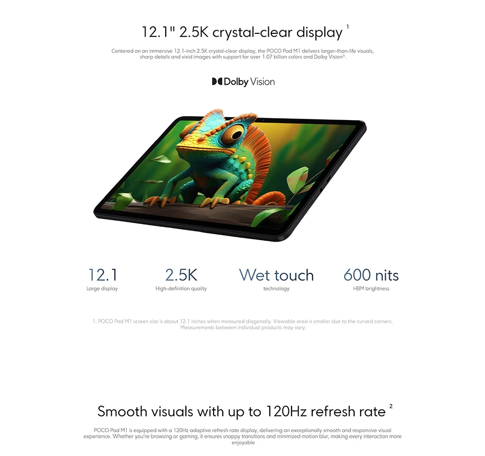 POCO Pad M1 Tablet 12.1" 2.5K 120Hz Display Snapdragon 7S Gen 4 Processor 12000mAh Battery Xiaomi HyperOS 2 System