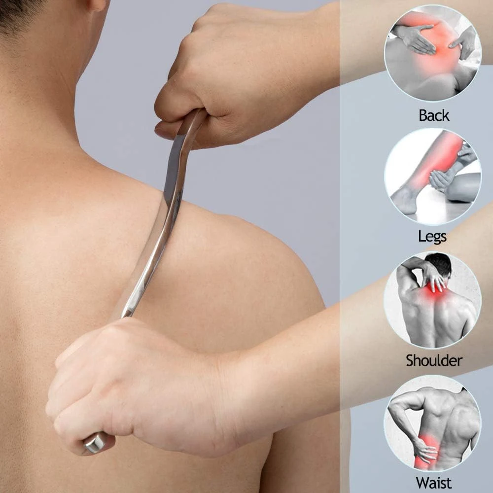 Stainless Steel Gua Sha Long Bar, Metal Guasha Scraping Tool, Muscle Scraper Stick for Deep Tissue/Fascia/Face/Scar,Body Shaping