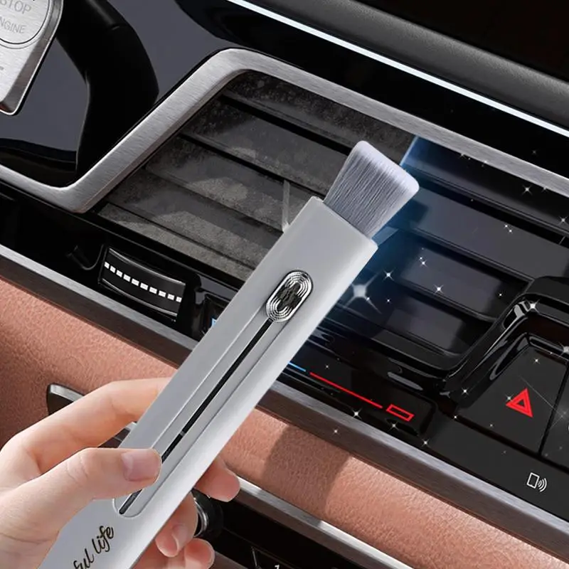 Interior Detailing Brush Auto Interior Dust Brush Scratch Free Multifunction Double Head Auto Inside Cleaning Tool Car Air Vents