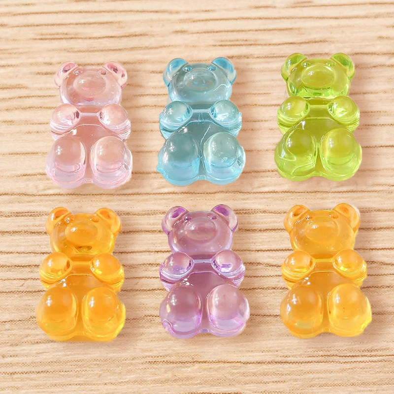 Tusember 20 Stück Niedliche transparente farbige Acryl-Bärenperlen, süße Gummibärchen, DIY-Halskette, Armband, Ohrringe, Schmuckherstellung, Geschenke – Detail 6