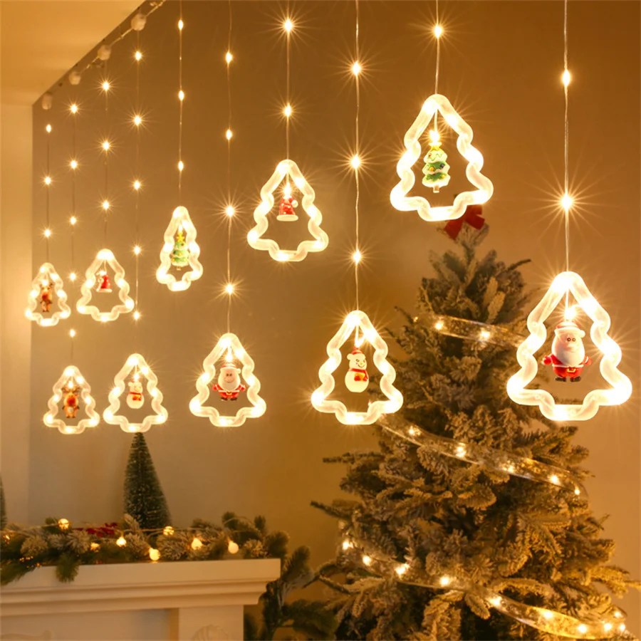 

Christmas Snowflakes Lights Xmas Tree Ring String Lights 3M Holiday Window Curtain Lights For Ramadan Christmas Wedding Party