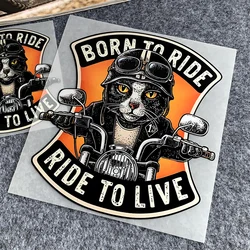 Cool Cat Rider Motorcycle Scooter Locomotive Retro Reflective Car Sticker Motor Bike Body Fuel Tank Windshield Decal Accessories