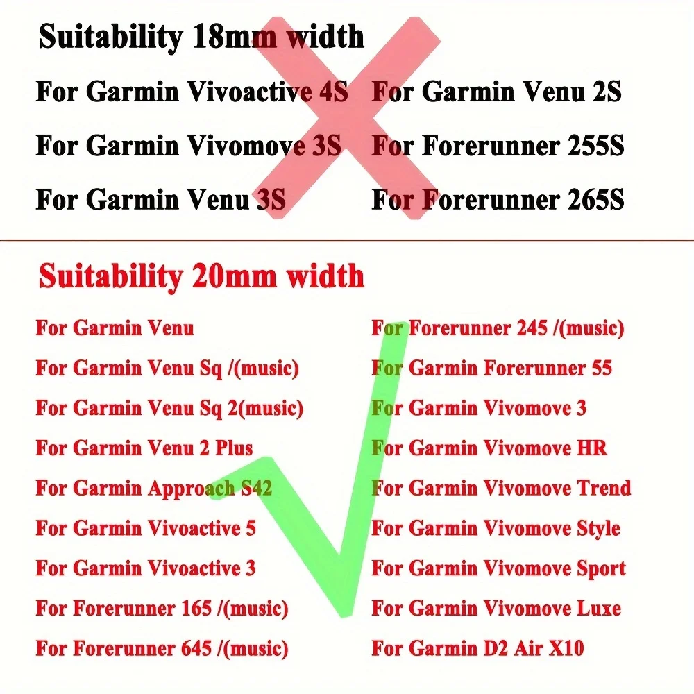 Bracelet de montre universel 20 mm compatible avec Garmin Venu 2 plus Vivoactive 5 Forerunner 165 - Bracelet de montre intelligente à bracelet réglable