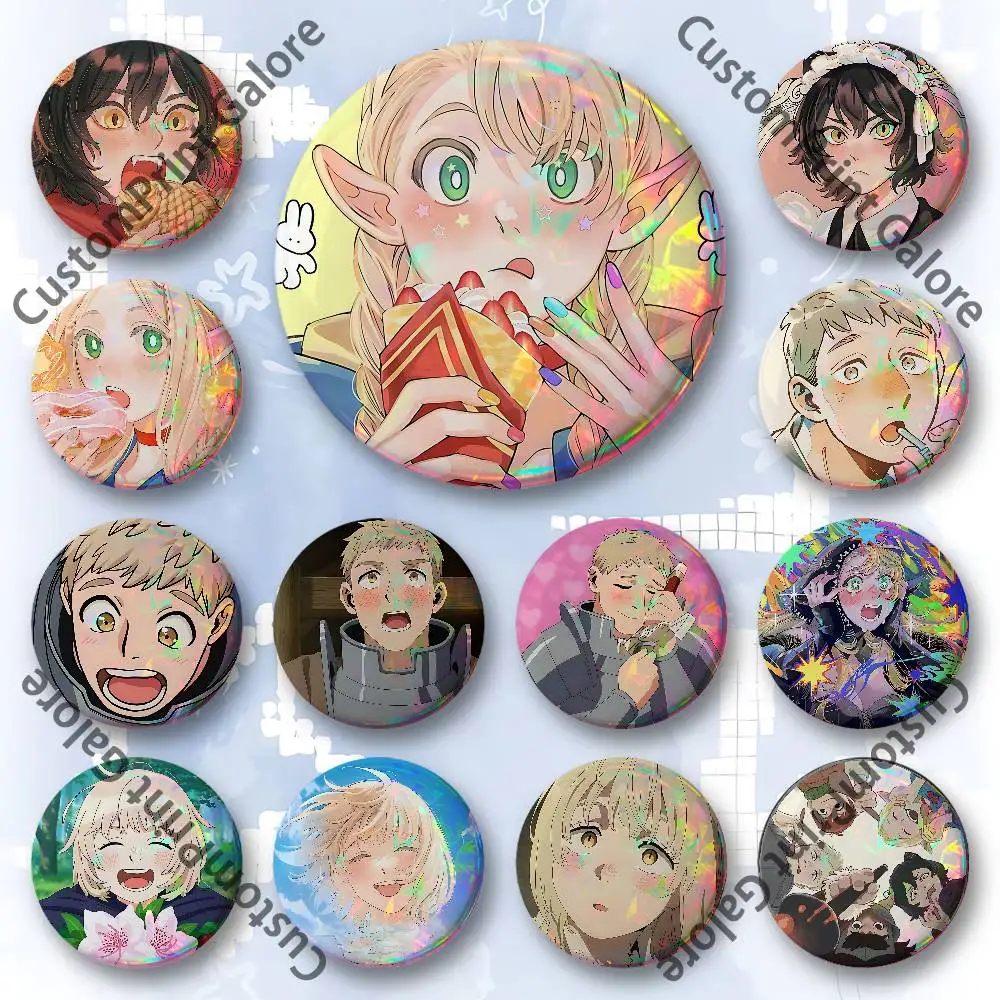 

D-Delicious D-Dungeon Badges 58 44 32 75 25 mm Enamel Pin Tinplate Round Brooch Cosplay Nijigen Otaku Culture
