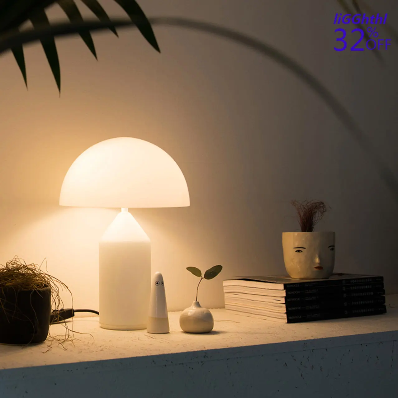 Lâmpada De Mesa De Vidro Lâmpadas De Cogumelo Branco Moderno Criativo Metal Design Cabeceira Iluminação Interior LED Luz De Mesa Decoração De Casa