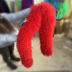 Customized 1 to 10Ply Fluffy Red Ostrich feather boa 2Meters Natural Ostrich plumas Shawl for Costume Dress Sewing Accessory