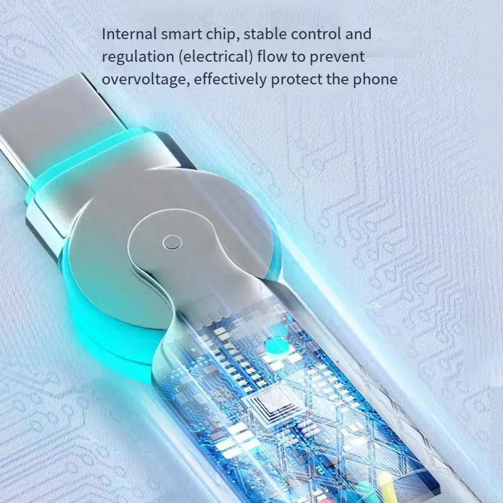 180 Rotatable Zinc Alloy Braided  USB Mobile Phone Data Cable 120W 6A Quick 180 Degree Swivel Elbow Cell Phone Data Cable